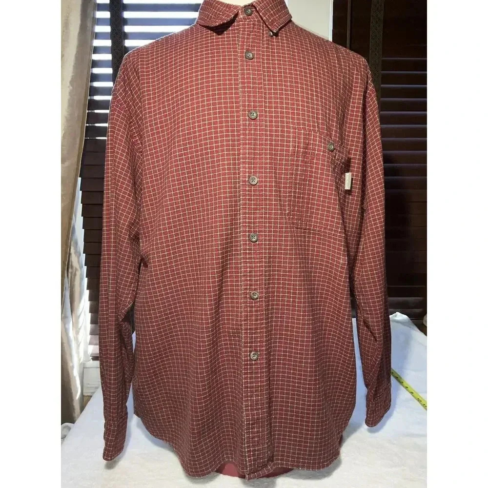 Woolrich Plaid Long Sleeve Shirt Mens Western Size XL Red Rock Button Up